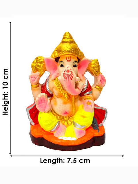 4 Inch Eco-Friendly Ganesha Idol with Golden Mukut
