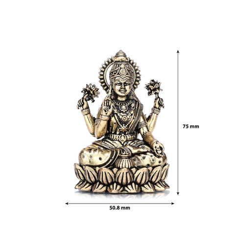 Goddess Lakshmi on Lotus Brass Idol - 3 Inch
