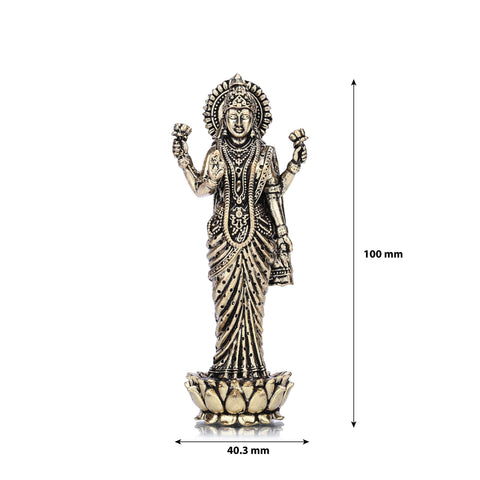 Goddess Lakshmi Standing on Lotus Brass Idol