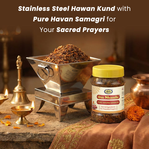 Hawan Kund with Pure Havan Samagri for Home Puja