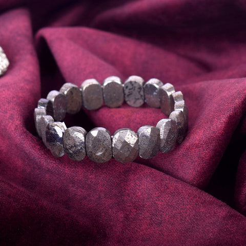 Flat Beaded Pyrite Stone Bracelet Stylish Spiritual Wear