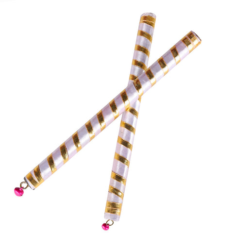 Vibrant Satin & Gold Wrapped Wooden Dandiya for Kids