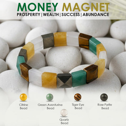 Money Magnet Flat Rectangular Bead Bracelet Spiritual Wear