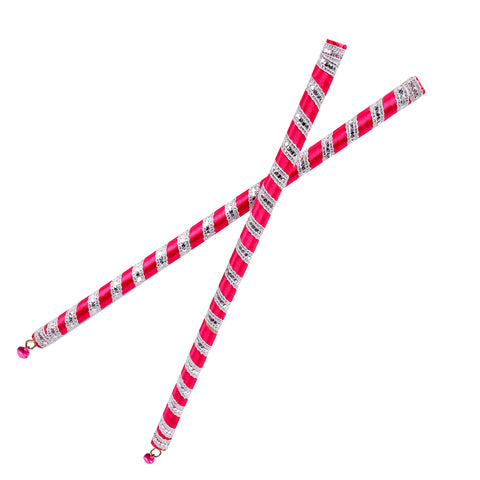 Handcrafted Silk Ribbon Wrapped Wooden Dandiya Sticks
