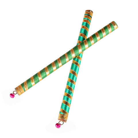 Vibrant Satin & Gold Wrapped Wooden Dandiya for Kids