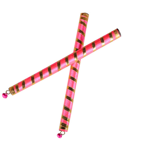 Vibrant Satin & Gold Wrapped Wooden Dandiya for Kids