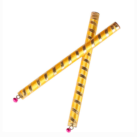 Vibrant Satin & Gold Wrapped Wooden Dandiya for Kids