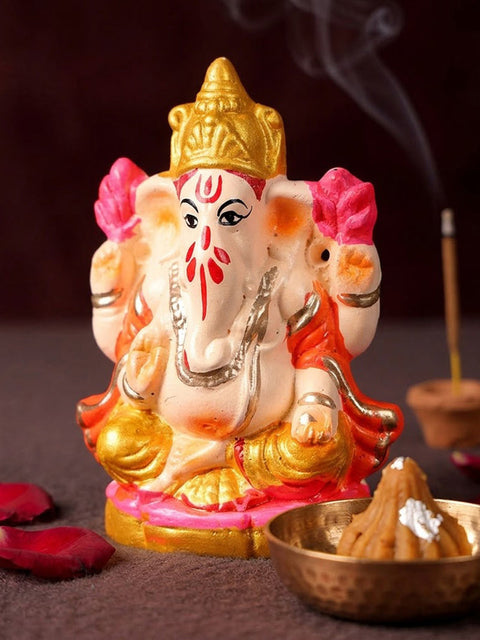 4 Inch Colourful Eco Friendly Ganesha Idol