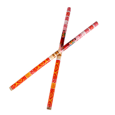 Traditional Folk Art Print Wooden Dandiya Sticks