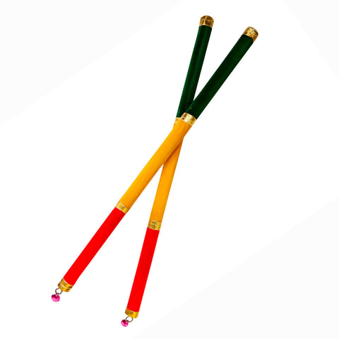 Premium Velvet Wrapped Triple Colour Wooden Dandiya Sticks