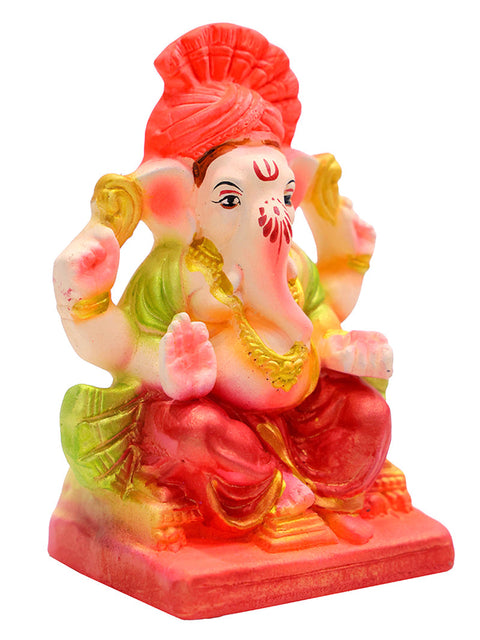 6 Inch Vibrant Eco-Friendly Ganesha Idol With Royal Turban