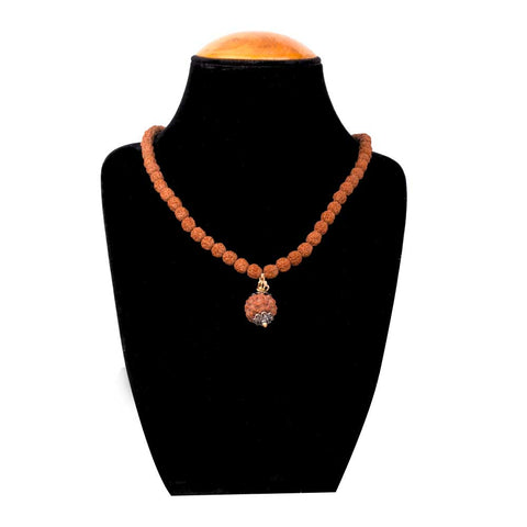 5 Mukhi Rudraksha Mala with Silver Capping Bead