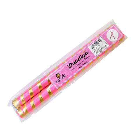 Vibrant Satin & Gold Wrapped Wooden Dandiya for Kids