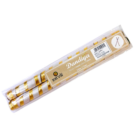 Vibrant Satin & Gold Wrapped Wooden Dandiya for Kids