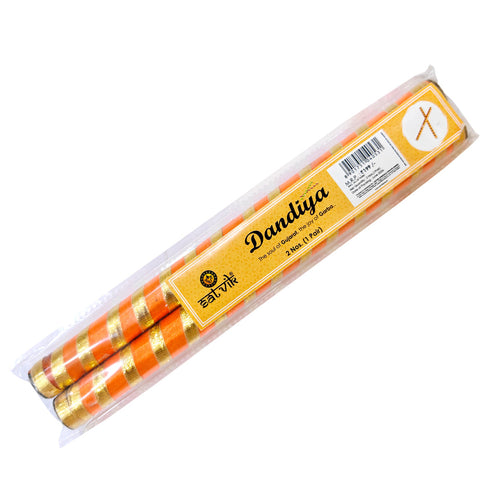 Vibrant Satin & Gold Wrapped Wooden Dandiya for Kids