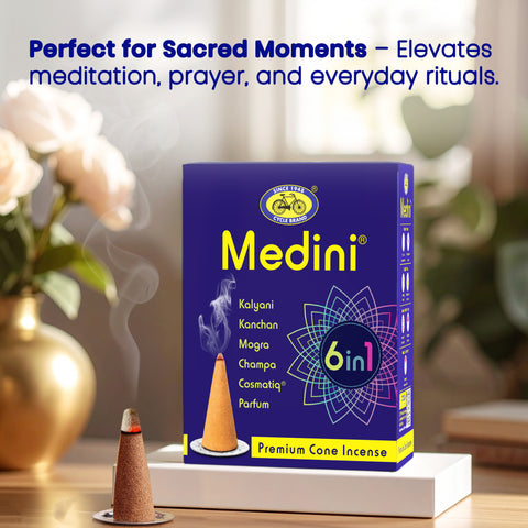 Medini 6 in 1 Premium Incense Cones – Natural, Charcoal-Free for Daily Rituals