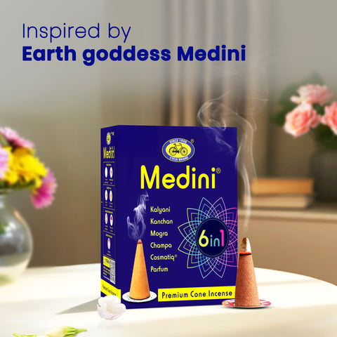 Medini 6 in 1 Premium Incense Cones – Natural, Charcoal-Free for Daily Rituals