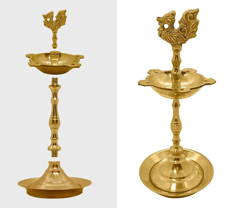 6 Inch Brass Peacock Kerala Diya