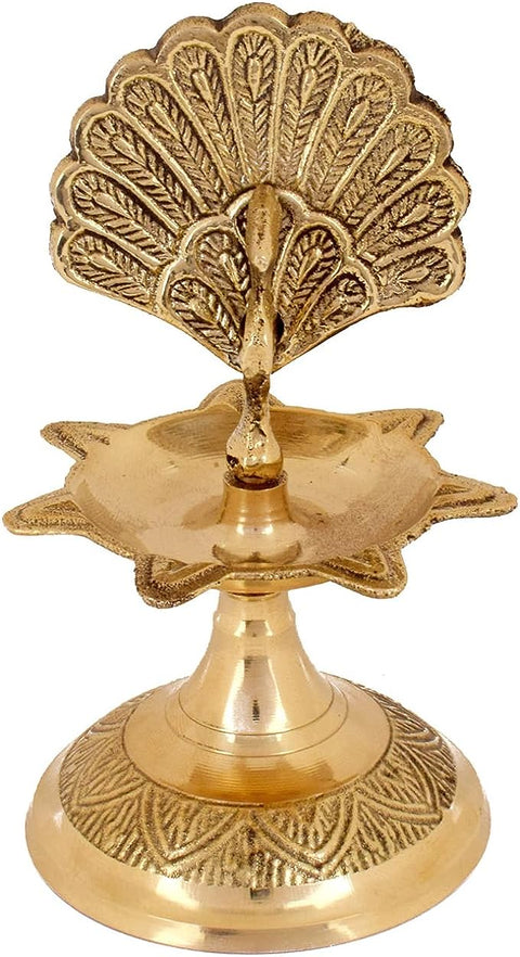 Handcrafted Brass Flying Peacock Kerala Samai Deepam Puja Diya