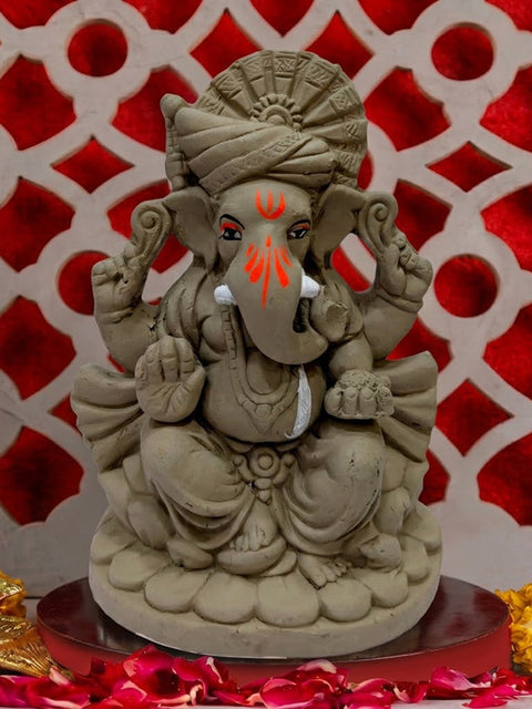 6 Inch Vibrant Eco-Friendly Ganesha Idol with Lotus Base | India’s Largest Pooja Accessories Brand – www.satvikstore.in
