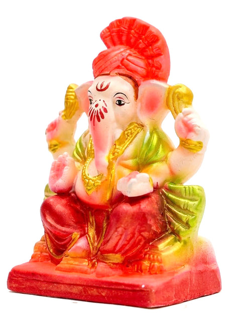 6 Inch Vibrant Eco-Friendly Ganesha Idol With Royal Turban