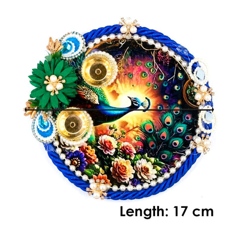 Majestic Peacock and Floral Design Rakhi Puja Thali