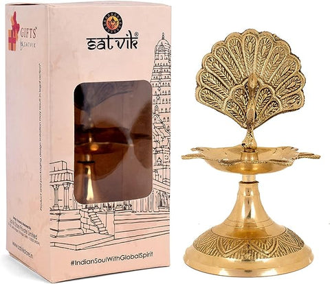 Handcrafted Brass Flying Peacock Kerala Samai Deepam Puja Diya