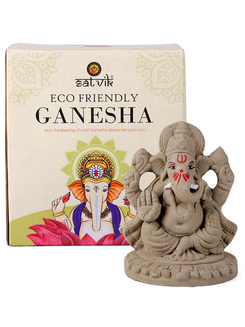 4 Inch Traditional Eco-Friendly Natural Clay Ganesha Idol