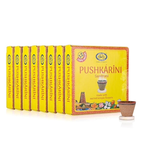 Pushkarini Cup Sambrani - Pack of 8 (12 Cups + 1 burner plate/pack)