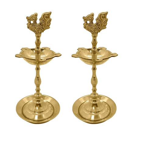 6 Inch Brass Peacock Kerala Diya