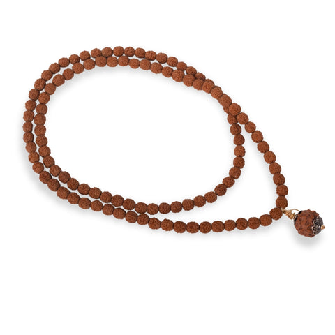 5 Mukhi Rudraksha Mala with Silver Capping Bead