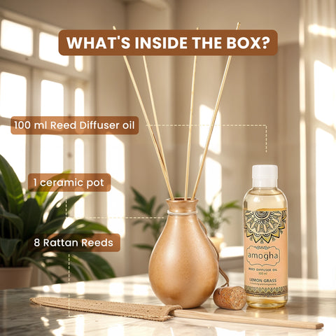 Amogha Lemon Grass Reed Diffuser Set