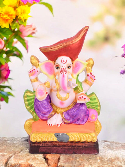 10.5 Inch Padmasana Ganpati With Mavala Pagdi