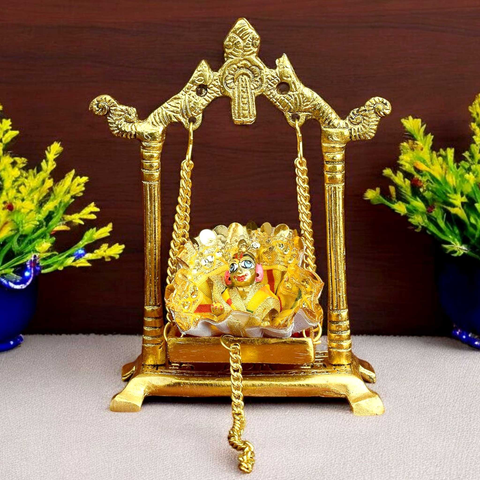 Elegant Metal Laddu Gopla Jhula For Janamshatmi