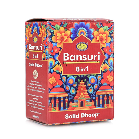 Bansuri 6 in 1 Solid Dhoop | Long - Lasting Fragrance for Puja & Home