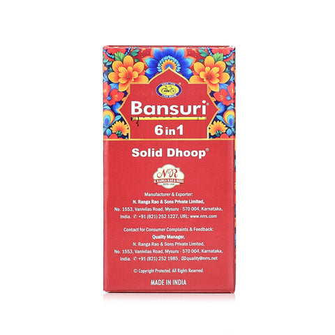 Bansuri 6 in 1 Solid Dhoop | Long - Lasting Fragrance for Puja & Home