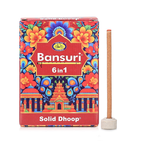 Bansuri 6 in 1 Solid Dhoop | Long-Lasting Fragrance for Puja & Home