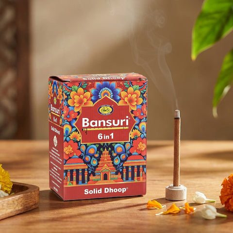 Bansuri 6 in 1 Solid Dhoop | Long-Lasting Fragrance for Puja & Home