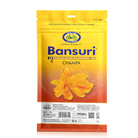 Bansuri Agarbatti Combo Pack of 3 - Chandan, Rose, Champa Natural Fragrance (250gm per pack)
