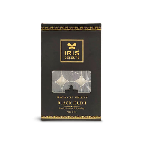 IRIS Celeste Black Oudh Scented Tealight Candles