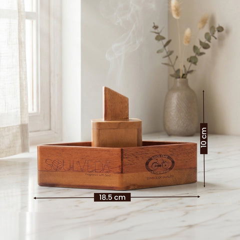 2-in-1 Steamer Boat Wooden Incense Holder & Ash Catcher | Agarbatti Stand & Incense Cone Holder | Heat Resistant, Easy to Clean | Ideal for Pooja, Meditation, Yoga, Home & Office Decor