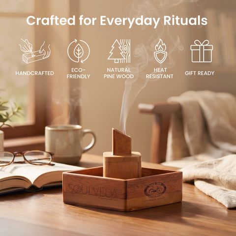 2-in-1 Steamer Boat Wooden Incense Holder & Ash Catcher | Agarbatti Stand & Incense Cone Holder | Heat Resistant, Easy to Clean | Ideal for Pooja, Meditation, Yoga, Home & Office Decor