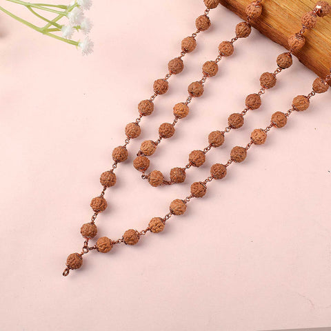 5 Mukhi Copper Capping Natural Rudraksha Mala 100% Original & Certified