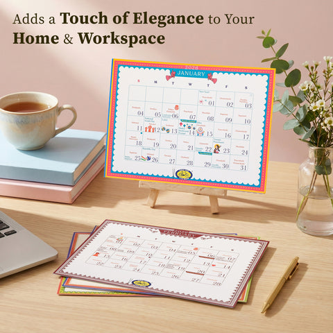 2026 Indian Festivals & Holidays Desk Calendar | Monthly Planner