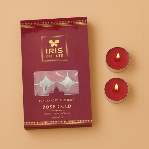 IRIS Celeste Rose Gold Scented Tealight Candles