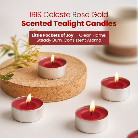 IRIS Celeste Rose Gold Scented Tealight Candles