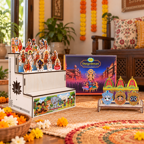 3-Step Dasara Doll Stand Combo (Pack of 4) | Festive Display Setup