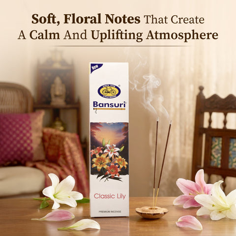 Bansuri Classic Lily Agarbathi | Floral Incense for Calm Ambience
