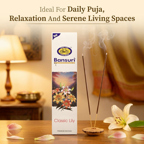 Bansuri Classic Lily Agarbathi | Floral Incense for Calm Ambience
