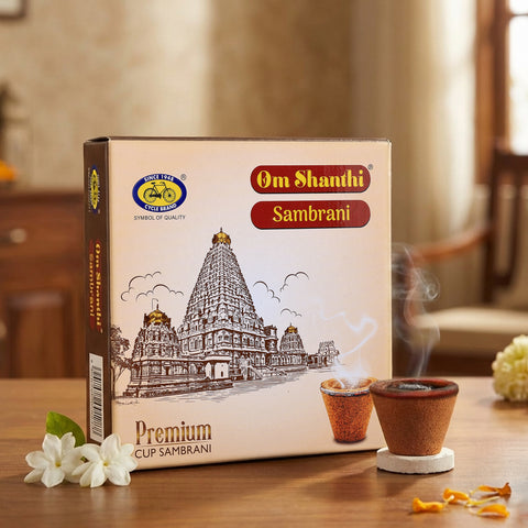 Om Shanthi Premium Cup Sambrani | Dhoop Cups for Puja & Home